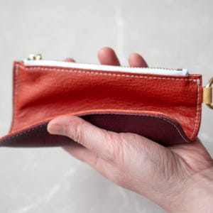 Colorful Leather Coin Purse – Small Zipper Wallet, Pouch with Keyring, Handmade