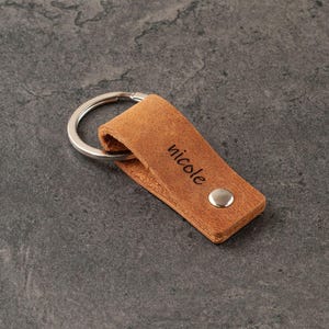 Personalized Leather Key Fob, Engraved Keychain, Minimalist Key Ring