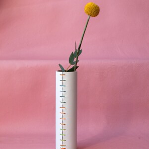Leather Wrapped Vase: White with colored Handstitched Cover - Fresh or Dried Flowers image 7
