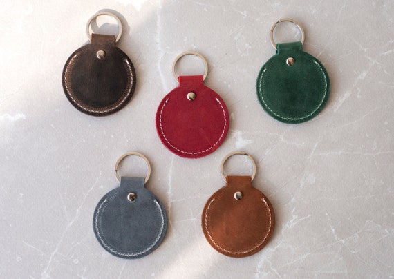 Personalized Leather Key Holder Round Key Holder Monogrammed