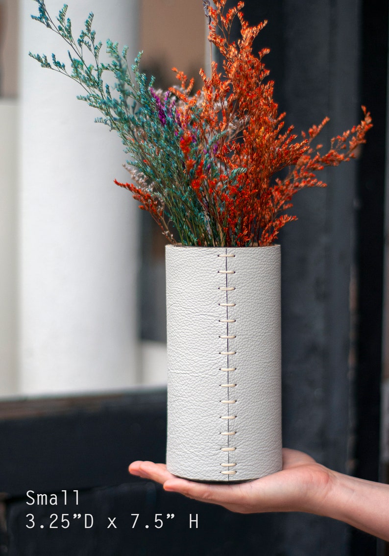Leather Vase Leather Wrapped Flower Vase Luxurious Minimalist Etsy