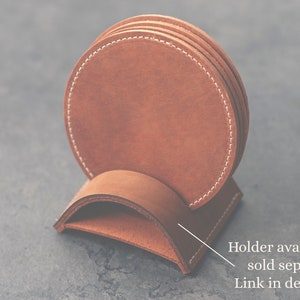 handcrafted leather coasters in a warm honey hue, perfect for protecting surfaces and adding a touch of personalized rustic elegance to your decor.