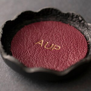 Personalized Leather Ring Dish, Small Jewelry Tray, Anniversary Gift Bardolino