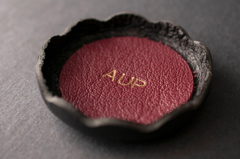 Personalized Leather Ring Dish, Small Jewelry Tray, Anniversary Gift Bardolino