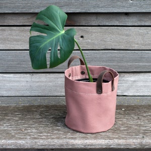 Bolsa de jardinera de lona, cubierta de maceta de cesta de planta de jardinera de interior / regalo de contenedor de maceta para él ella para amante de las plantas imagen 4