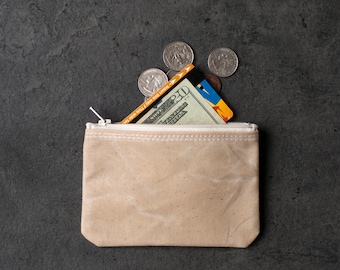 Bolsa de lona encerada, monedero pequeño con cremallera, tarjetero de lona encerada de colores, regalo minimalista para el Día del Padre para él y para ella.