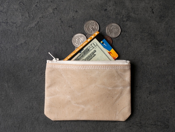 Waxed canvas small pouch / small zipper pouch / coin purse