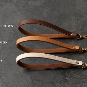 Leather Wristlet Strap, Solid Brass Swivel, Long Keychain