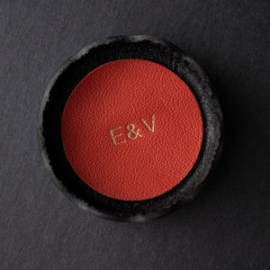 Personalized Leather Ring Dish, Small Jewelry Tray, Anniversary Gift Burnt Orange