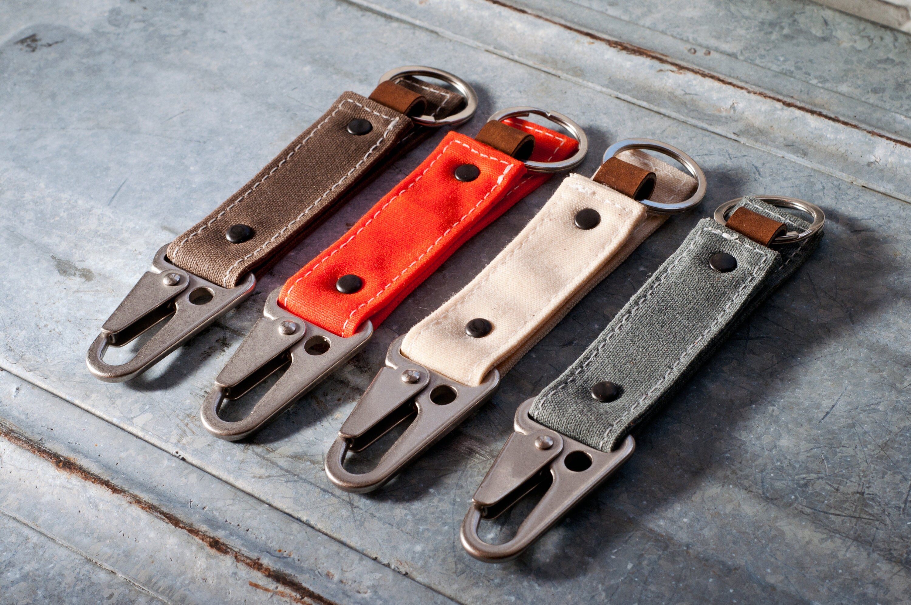 Carabiner Keychain Waxed Canvas Leather Key Holder / Sturdy Etsy