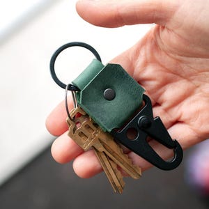 Leather Carabiner Keychain, Sturdy Cow Leather Key Fob, Personalized Gift