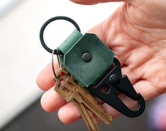 Leather Carabiner Keychain, Sturdy Key Fob, Personalized Gift