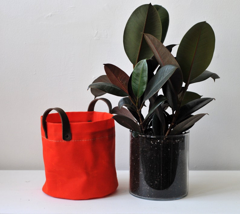 Waxed Canvas Planter Bag Indoor Tabletop Waxed Cotton Etsy