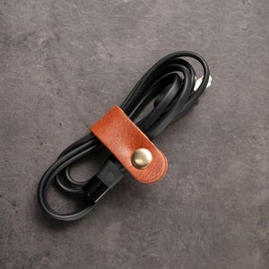 Leather Cord Organizer Set, Handmade Cable Keepers image 4