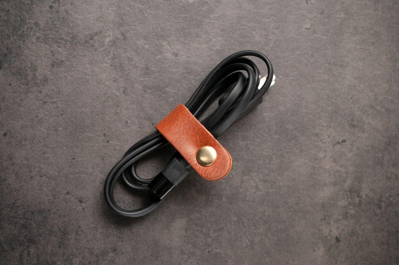 Leather Cord Organizer Set, Handmade Cable Keepers image 4