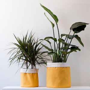 Folded Canvas Plant Basket , Indoor Tabletop Fold Over Planter Bag Plant Basket |  Pot Container  Gift For Him Her Gift For GrandFather