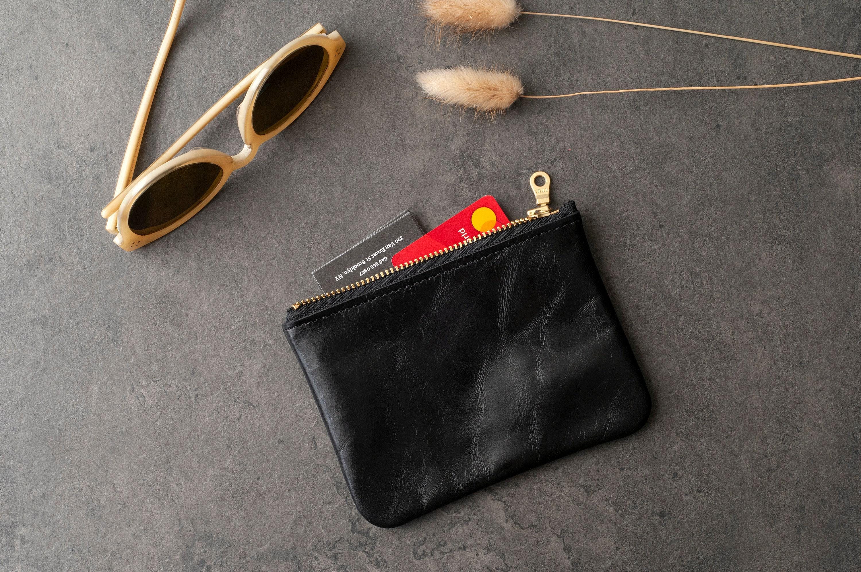 Leather Coin Purse , Small Zipper Pouch , Colored Small Leather