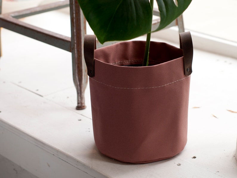 Canvas Planter Bag , Indoor Planter Plant Basket Pot Cover Pot Container Gift For Him Her for plant lover image 5