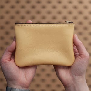 Leather Pouch  ,  Small Zipper Coin Purse , Colored Small Leather Card Wallet , Minimalist Christmas Gift For Him , Her