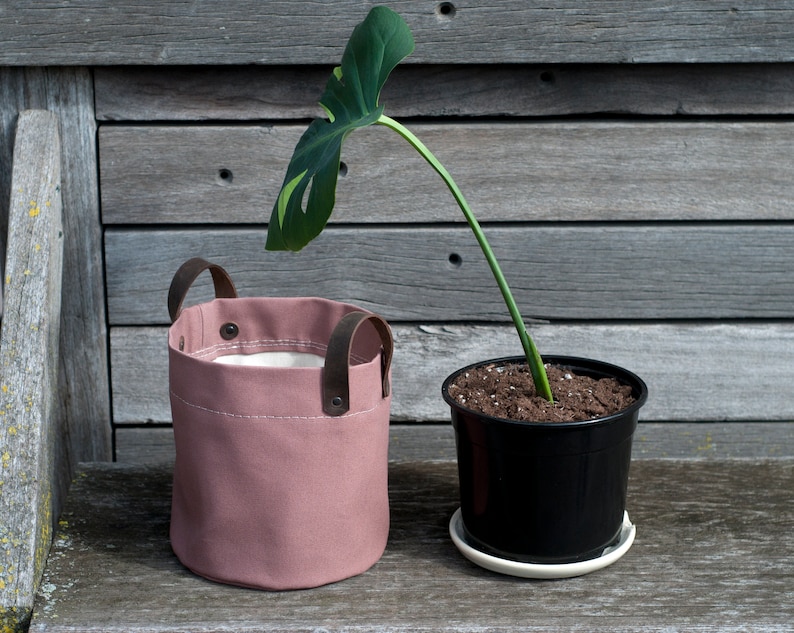 Canvas Planter Bag , Indoor Planter Plant Basket Pot Cover Pot Container Gift For Him Her for plant lover image 6