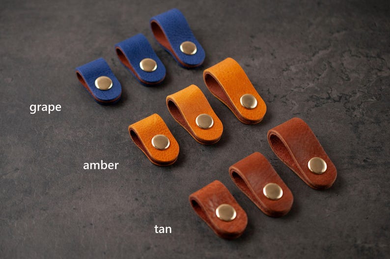 Leather Cord Organizer Set, Handmade Cable Keepers GRAPE