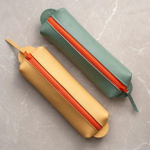 Leather Pencil Case, Unique Leather Pen pouch , Luxurious Makeup Bag ,  Christmas Gift Graduation Gift