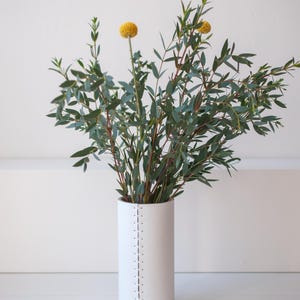 Leather Wrapped Vase: White with colored Handstitched Cover - Fresh or Dried Flowers image 2