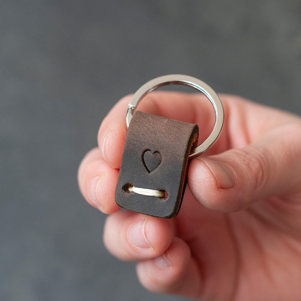 Personalized Leather Key Fob, Minimalist Keychain, Anniversary Gift
