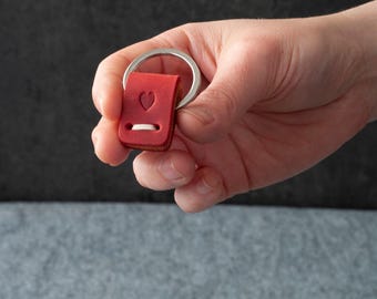 Tiny Personalized Leather Key Holders , Small Minimalist Key Ring , Key Chain , Key Fob Christmas Birthday Gift hor him , her