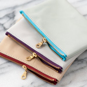 Bolsa de cuero, monedero pequeño con cremallera, tarjetero pequeño de cuero de colores, regalo minimalista para el Día del Padre para él y para ella.
