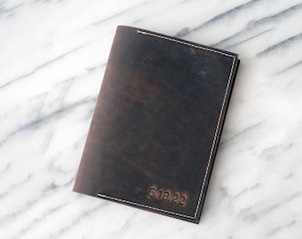 Libro de votos personalizado con funda de piel, diario recargable, regalo para el tercer aniversario