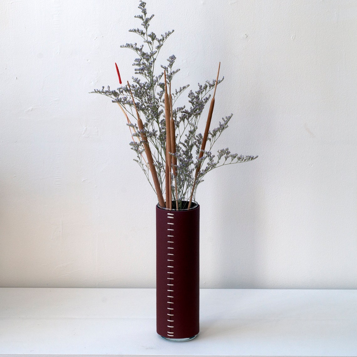 Leather Vase Leather Wrapped Flower Vase Luxurious Etsy