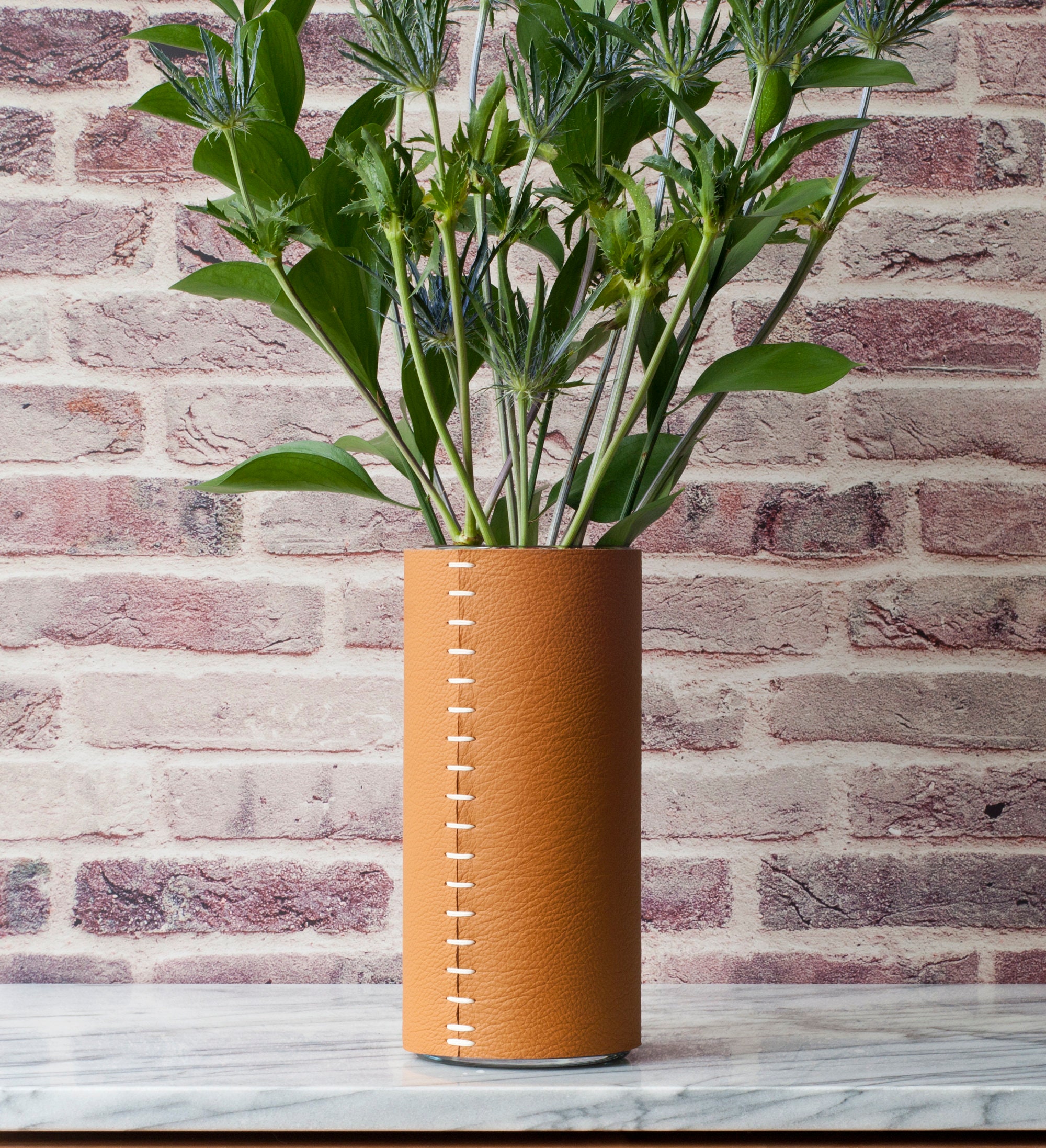 Leather Vase Leather Wrapped Flower Vase Luxurious Etsy