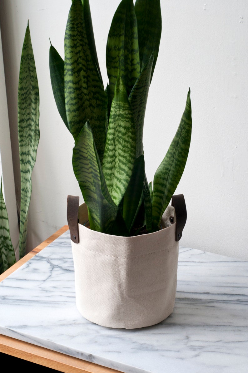 Bolsa de jardinera de lona, cubierta de maceta de cesta de planta de jardinera de interior / regalo de contenedor de maceta para él ella para amante de las plantas imagen 3