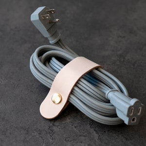 Leather Curtain Tie Cord Holder, Large Cable Organizer Wrap , Minimalist Handmade House  Gift,  Unique gift for tech lover