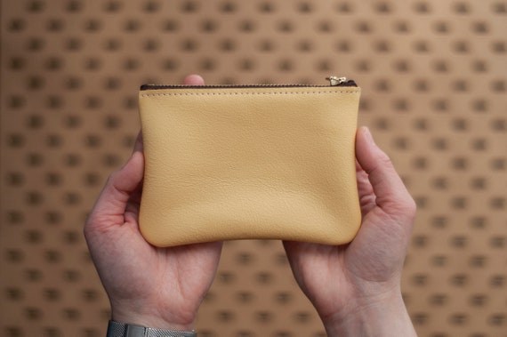 Leather Pouch Small Zipper Coin Purse Colored Small Leather Card Wallet Minimalist Christmas Gift For Him Her Etsy