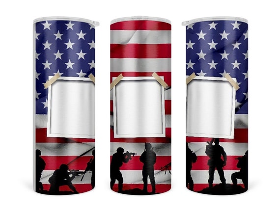 Personalized Military Stainless Steel Tumbler with Straw 