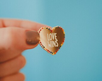 Love Wins LGBTQ Gold Hard Enamel Lapel Pin