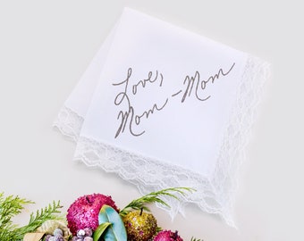 Custom handwriting lace hankie. Christmas gift. Embroidered handkerchief with personalised handwritten message to remember lost loved one.