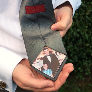 Custom photo tie patch for dad. Sentimental father of the bride gift from bride. Rustic sew on patch for wedding day necktie with picture image 6