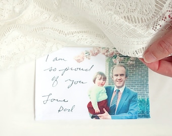 Etiqueta personalizada para vestido de noiva com foto e a letra da pessoa amada. Presente para a noiva da melhor amiga. Aplique personalizado para vestido de noiva.