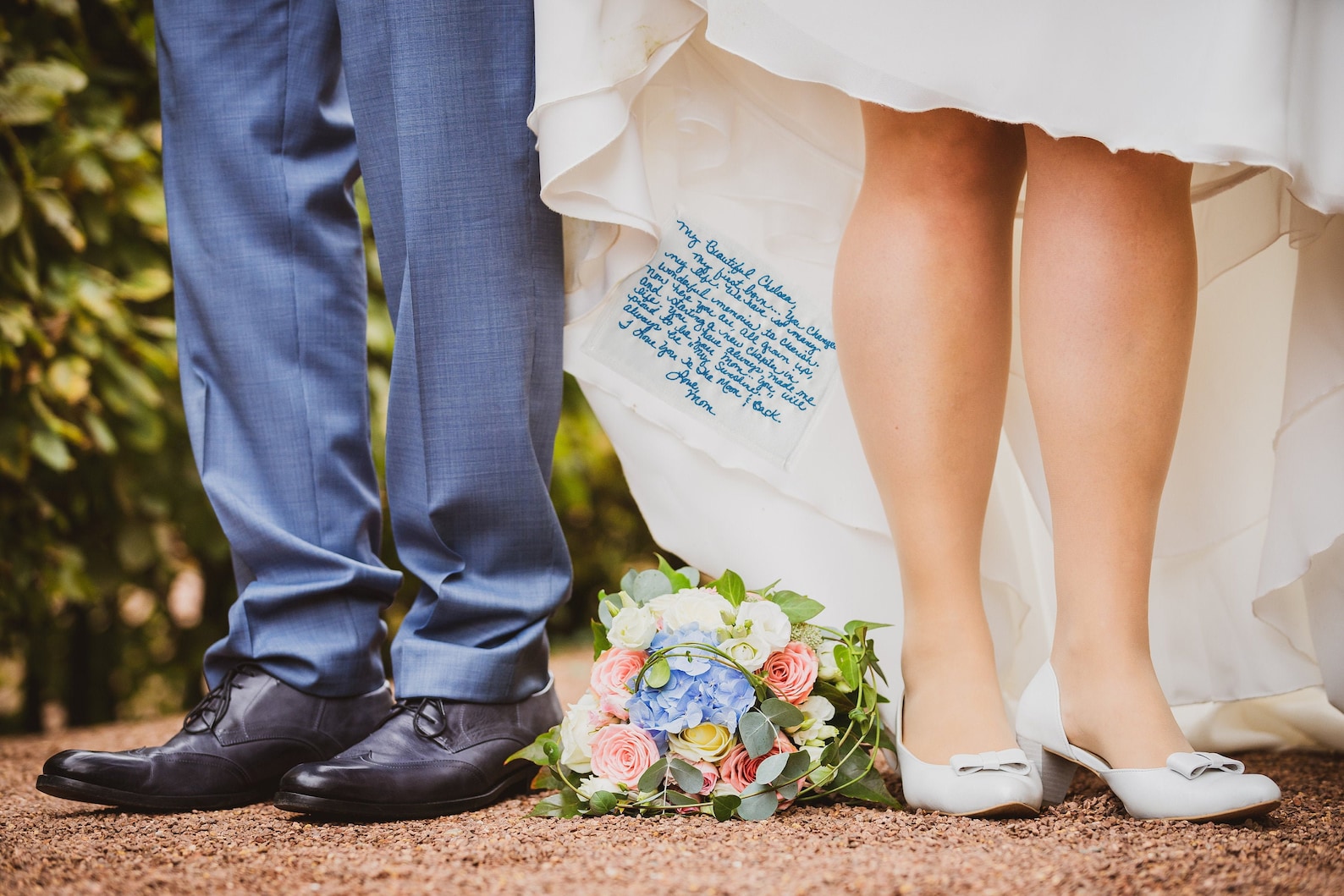 Unique wedding dress label embroidered with your handwritten