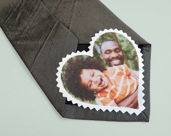 Patch cravate photo personnalisé pour hommes. Cadeau du jour du mariage du mari à la mémoire de son père décédé. Cadeau personnalisé pour le marié de la mariée.