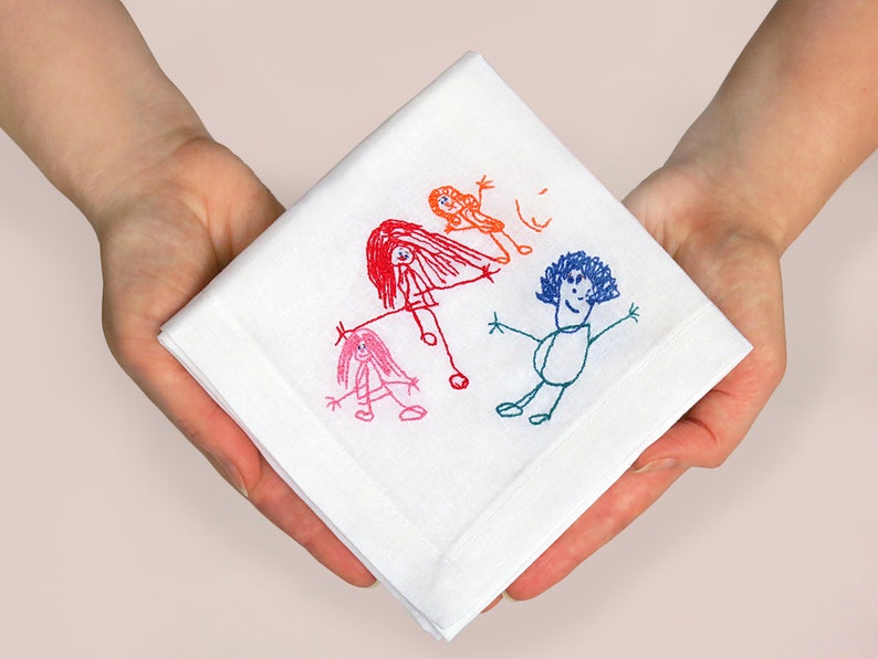 Kids drawing personalized handkerchief Ladies handkerchiefs Hankies First mothers day gift Mothers day gift for grandma from daughter