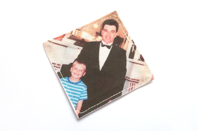 Custom photo tie patch for dad. Sentimental father of the bride gift from bride. Rustic sew on patch for wedding day necktie with picture image 5