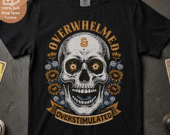 Overwhelmed Skull Tee - Comfort Colors Vintage Style T-Shirt