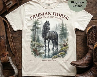 Vintage Friesian Horse Western Graphic Tee | 100% ringspun Cotton