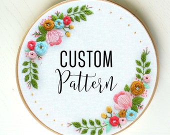 Customizeable DIGITAL Embroidery Pattern, PDF Hoop Art,Wedding Gift,Wedding Sign,Embroidery Hoop Design,Family Name,Birth Announcement