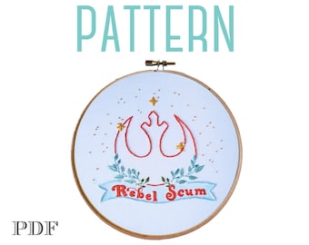 Rebel Scum Hand Embroidery Pattern,Star Wars Inspired, Kids Room Decor,Boys Room,Embroidery Designs, Luke Skywalker,Colorful Star Wars