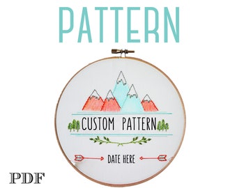 Digital Embroidery Pattern>Adventure is Out There>Mountains>Baby Boy Nursery>Hand Embroidery Pattern for Beginners>Printable Pattern